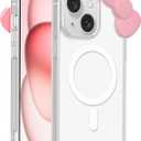 Cute Cartoon 3D Bowknot Design Compatible for iPhone 16e Case, Kawaii Fun Design Transparent Magnetic Shockproof Protective case for Boys and Girls for iPhone 16e 6.1" 2025 (White)