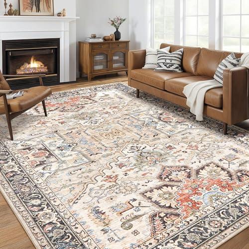 homewill 9x12 Area Rugs for Living Room - Large Carpet Ultra Thin Soft Washable Oriental Vintage Floral Distressed Rug Big Indoor Carpets for Bedroom Nursery Dorm Home Decor Aesthetic - Multi