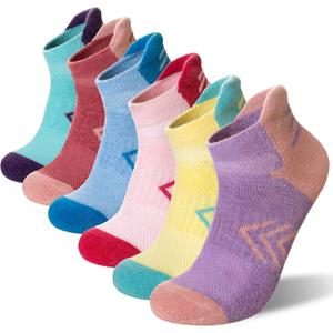 Velice Merino Wool Ankle Hiking Running Socks for Women Compression Thick Athletic Cushion Breathable No Show Socks 6 Pairs (Medium, Multicolor)