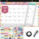 Ospelelf Desk Calendar 2026-2027, Magnetic Fridge Wall Calendar, 18 Month Monthly Large Calendar Planner with Plastic Cover 17" X 12", January 2026 - June 2027 Geometry