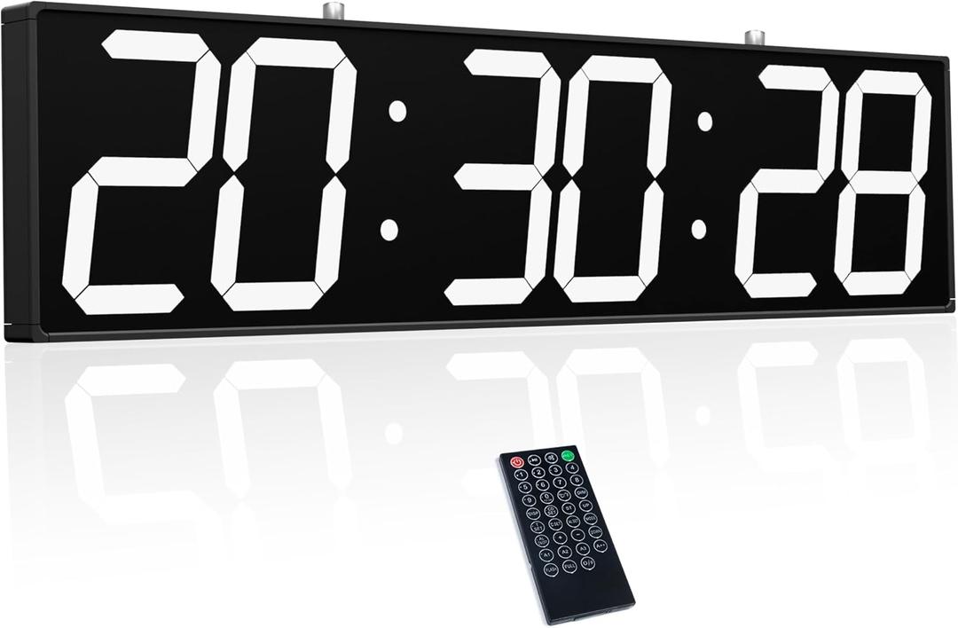 CHKOSDA 28.5 Double Sided Digital Wall Clock, Multifunctional Led Countdown Clock with Timer, Temperature and Date Display, Hanging Digital Clock Large Display for Corridors, Hospitals (White)