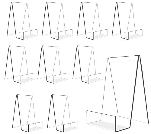 6'' x 4'' Acrylic Book Display Stand Clear Easel with Ledge Tablet Holder for Displaying Books, Pictures, Notebooks, CDs, Artworks, etc (Large) (10)