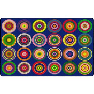 Flagship Carpets Color Rings Colorful Children's Classroom Area Rug for Kids Room Circle Seating Dcor, Play Carpet for Teaching and Playing, Seats 24, 7'6"x12', Indigo Blue