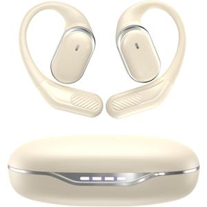 Open Ear Headphones, Bluetooth 5.4 Wireless Earbuds, 40H Playtime IPX6 Waterproof, Lightweight Ear Hook for Sports, Safe Driving, All-Day Comfort, Secure Fit (Ivory)
