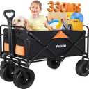 Foldable Wagon Cart with Steel Frame & Big All-Terrain Wheels, Collapsible Utility Cart for Camping, Grocery Shopping, Beach, Outdoor Sports  330LBS Heavy Duty, Black