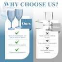 12Pcs Blue Plastic Wine Glasses 13.5oz Reusable Acrylic Wedding Goblets Toasting Glassware Unbreakable Wine Cups with Long Stem Crystal Drinking Glasses Champagne Flutes for Bar Restaurants Party