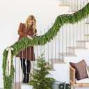 Lvydec Christmas Pine Garland, 6.5ft Realistic Cedar Cypress Greenery Decoration, Holiday Mantel Fireplace Table Centerpiece (Light Green)