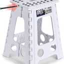 Delxo Folding Step Stool 17.5 Inch White Step Stools for Kids Foldable,Portable Collapsible Step Stool with Handle, Folding Stool for Kitchen Bathroom,Bedroom,Garden
