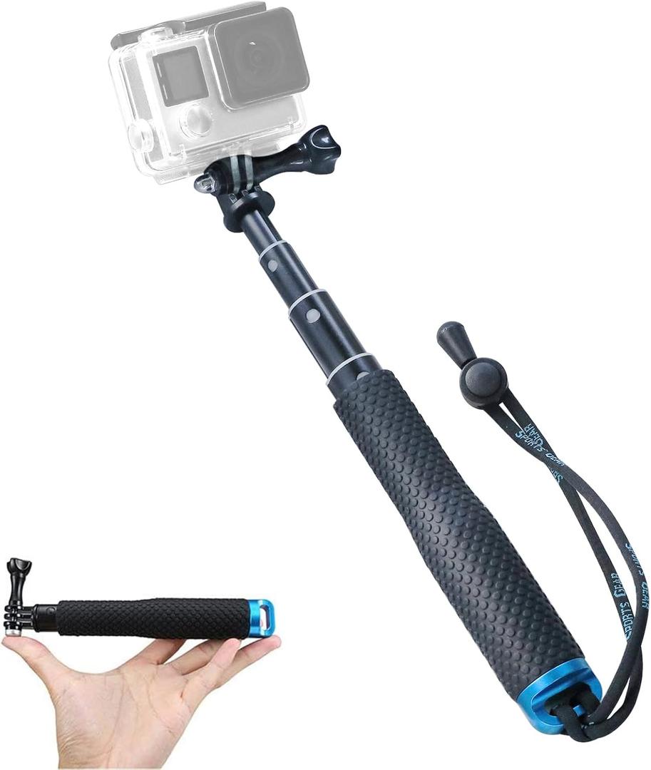19 Short Extension Selfie Stick Compact Handle Grip Adjustable Waterproof Monopod Pole Compatible with GoPro Hero 13 12 11 10 9 8 7 6 5 AKASO DJI Osmo Action Camera(Mini Size)