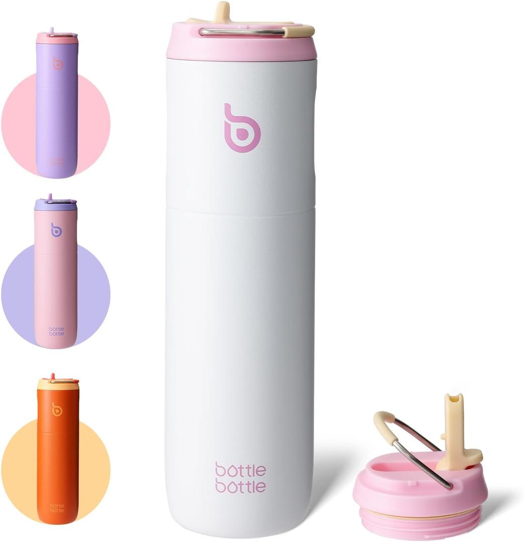 BOTTLE BOTTLE Insulated Water Bottle 24oz with Straw Lid and Handle for Sports Travel Gym Stainless Steel Water Bottles Double-Wall Vacuum Metal Leak Proof BPA-Free (Snow) BOTTLE BOTTLE Insulated Water Bottle 24oz with Straw Lid and Handle for Sports Travel Gym Stainless Steel Water Bottles Double-Wall Vacuum Metal Leak Proof BPA-Free (Snow)