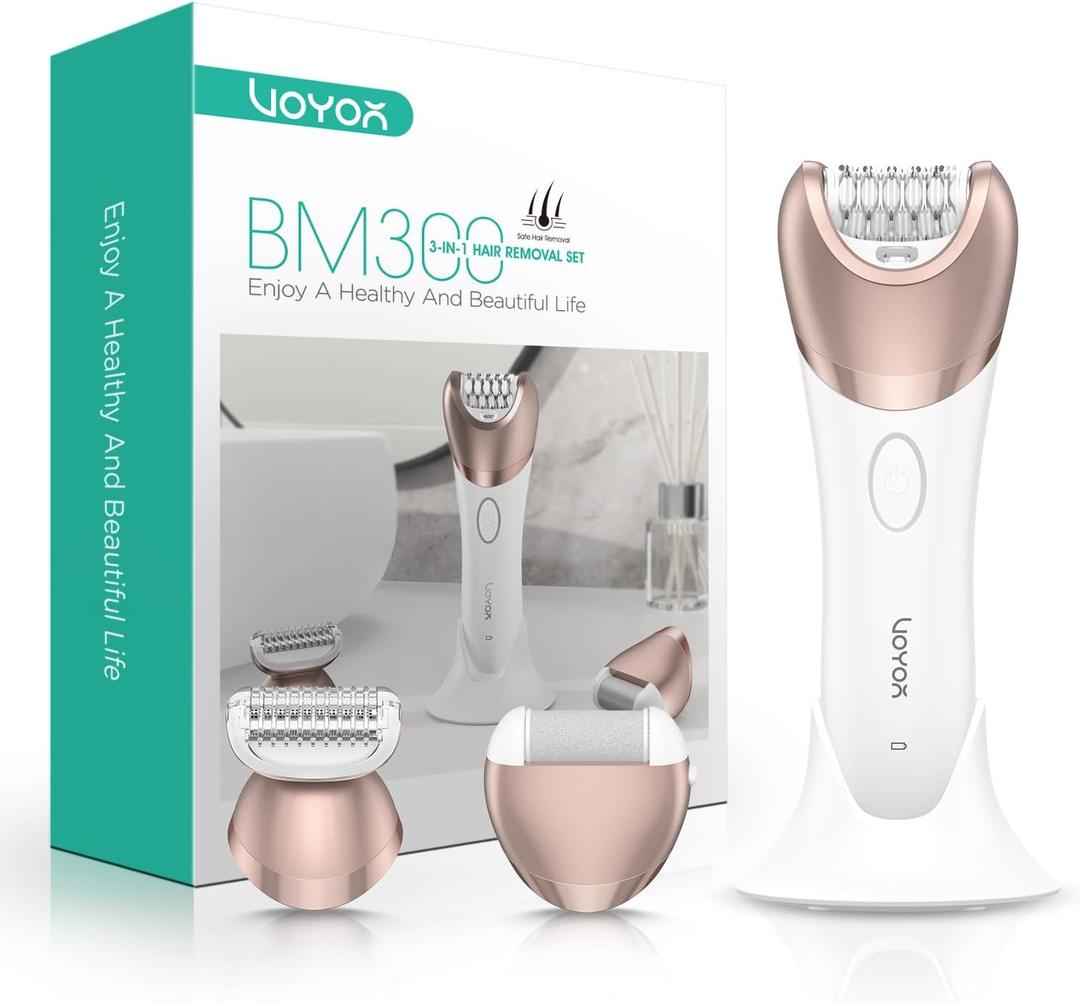 VOYOR Epilator for Women, 3 in 1 Epilator Hair Removal for Women, Epilators Hair Remover for Leg Arm with 30 Tweezers, Rechargeable & Cordless Electric Lady Shaver & Trimmer BM300 (Champagne Gold)