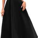 PRETTYGARDEN Womens Summer Dresses 2025 Spaghetti Strap Sleeveless Smocked Flowy Midi Wedding Guest Dress with Pockets (Medium, Black)