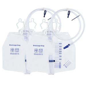 4000mL Urinary Drainage Bags, Catheter Bags for Men and Women, Anti-Reflux Urine Bags with 48" Tube, Leakproof Design, for Home and Hospitals Aids (2 Pack)