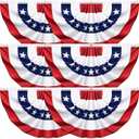 6 Pack 3x6 Feet USA Pleated Bunting Fan Flags,Patriotic Half Fan Banner American Flag Decoration Bunting for Outside Red White and Blue Decor Independence Day Memorial Day 4th of july Decorations