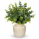 Artificial Eucalyptus Plant in Ceramic Vase, 13.8" Faux Potted Plant