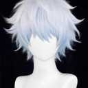 Half and Half Short Light Blue Wig for Men Blue Anime Cosplay Wig Male White Blue Spiky Layered Wigs with Bangs for Unisex Women Halloween Party