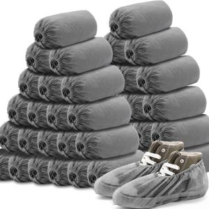 Vabean 1000 Pcs Disposable Shoe Covers Boot Cover Waterproof Nonslip Shoe Protector Covers for Indoor Carpet Floor Workplace Protection, One Size Fit Most (Grey)