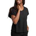 Hanes Comfortblend Women's Originals Twisted Neck T-Shirt, Short-Sleeve Cotton Tee, Boxy Fit, Black M