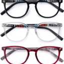 3 Pack Reading Glasses Spring Hinge Stylish Readers Black/Tortoise for Men and Women (Multicolor1)