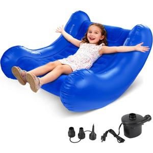 Sensory Rocker Chair for Kids, 42 x 42 x 38 Inflatable Pod Rocking Chair, Air Cloud Rocker, Autistic ADHD Sensory Chairs for Child, Indoor/Outdoor Toddler Rocking Chair (Blue)