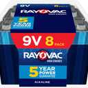 Rayovac High Energy 9V Batteries (8 Pack), Alkaline 9 Volt Batteries