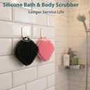 2 PC Silicone Body Scrubber, Exfoliating Shower Bath Scrubber, Soft Silicone Loofah for Sensitive Skin, Shower Hair Scalp Massager, Easy to Clean, Lather Well Black&Pink