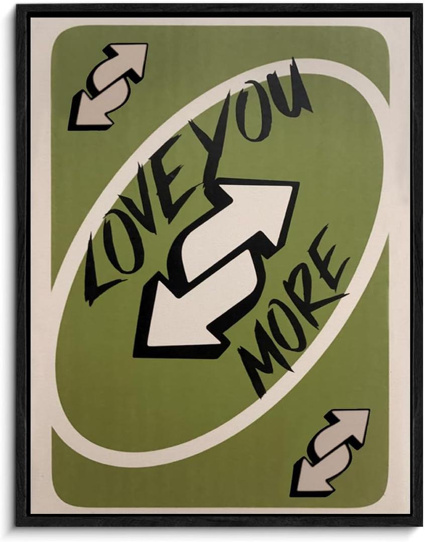 Trendy Love Quotes Framed Canvas Wall Art Love You More Poster Print Wall Decor Retro Sage Green Painting Ready to Hang for Home Preppy Girly Bedroom Decoration 11.5x15 Inches