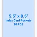 20 PCS Clear Self Adhesive Plastic Label Pockets, Binder Spine Business & Library Index Card Display Holder with Stick On for Planners Organizing, Storage Bins and Drawers (5.5 x 8.5 Inch)