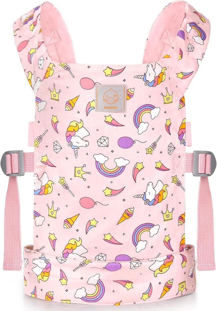 GAGAKU Baby Doll Carrier for Kids, Stuffed Animal Carrier Reborn Baby Dolls Carrier with Adjustable Straps, Baby Doll Accessories - Pink (Stars) (3_pink_stars)