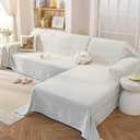 OstepDecor Sectional Couch Covers 2 Pieces, L Shaped Couch Cover Blanket, Sectional Sofa Cover Washable, Chaise Lounge Sofa Slipcovers Pet Furniture Protector for Dogs (71"x118"+71"x118", Beige )