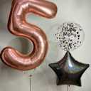 Rose Gold 5 Balloon, Number Balloons 40 Inch, 5th Birthday Balloon Decorations, Rose Gold Party Supplies, 5 Number Balloons, Number 5 Balloon