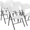 Amazon Basics Sturdy Foldable Plastic Chair, Portable, 350-Pound Capacity, White, 6-Pack