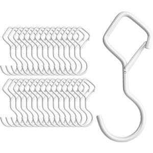 Heavy Duty S Hooks for Hanging with Lock, 4.72 Inch Metal Screw Hooks for Plants, Kitchen Utensils, Bags, Towels, and Outdoor Storage, Plant Hangers and Hanging Hooks (White, 30 pcs)