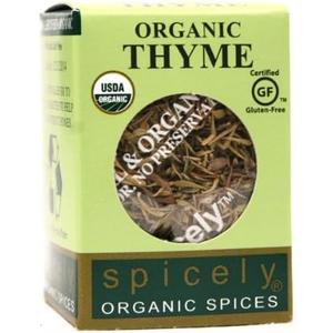 Pack of 6 Spicely Organic Thyme 0.10 Ounce ecoBox Certified Gluten Free, Best By 12/28/2025