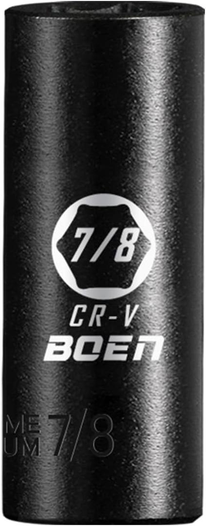 BOEN 3/8" Drive Deep Impact Sockets, Premium Impact Socket, 7/8" Socket, SAE, 6 Point,Cr-V Steel with Laser Marking - Strong and Durable