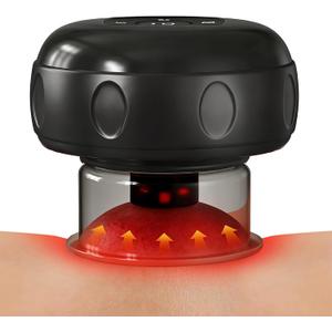 5-in-1 Smart Dynamic Cupping Therapy Massager Set, 12 Levels Heat & Suction Cupping Kit for Massage Therapy With Red Light Therapy for Targeted Pain Relief, Knots, Aches, Muscle Soreness(Black)
