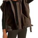 OPCAKM Women's Fuzzy Fleece Vest Oversized Sleeveless Sherpa Jacket Warm Button Down Gilet Outerwear with Pockets(Brown-S)