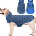 Malier Dog Winter Coat, Reversible Fleece Dog Cold Weather Coats, Windproof Warm Snow Puppy Jacket Vest Pet Clothes for Small Medium Large Dogs (Blue, Large)
