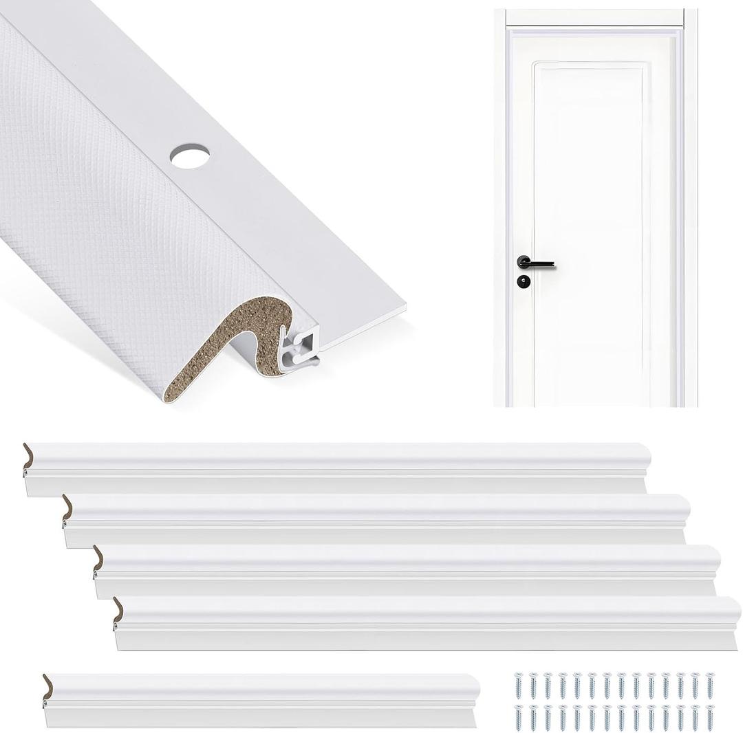 Yuntau 5 Pcs Screw On Door Weather Stripping Kit, 42"/36", White