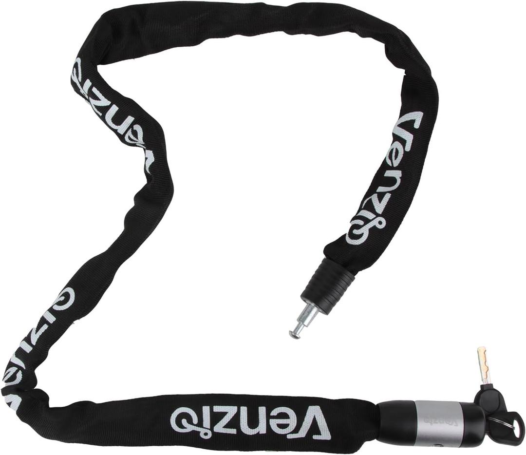 Venzio Heavy Duty Bike Chain Lock, 6mm Steel Security Chain with 2 Keys, 4FT (1200mm) Anti-Theft Bicycle Lock, Waterproof Sleeve and Zinc Alloy Cylinder for Bike, E-Bike, Scooter, Door, Fence