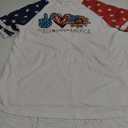 American Flag Stars Stripes Shirts for Women 4th of July Patriotic Shirt Cute Graphic Blouse USA Flag Tops Summer Tee, Size L