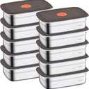CLWVPCOT 10 Pack Stainless Steel Food Storage Containers with Leak-Proof Lids, 34oz Reusable Metal Meal Prep Lunch Boxes, Stackable, BPA-Free, Dishwasher Safe for Snacks, Fruits & On-the-Go Meals