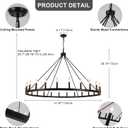 ANKYLHUA 52 inches Black Wagon Wheel Chandelier- 24 Light Large Farmhouse Chandelier Industrial Rustic Dining Room Light Fixture Round High Ceiling Pendant Light for Living Room Entryway Foyer