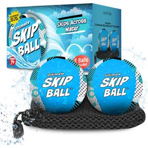 Activ Life The Ultimate Skip Ball  Water Bouncing Ball (2 Pack) Create Lasting Memories with Your Friends & Family at The Beach, Lake or Pool - Great for All Ages (Blue Spots)