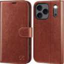 OCASE Compatible with iPhone 17 Pro Wallet Case, PU Leather Flip Folio Case with Card Holders RFID Blocking Kickstand [Shockproof TPU Inner Shell] Phone Cover 6.3 Inch 2025, Dark Brown