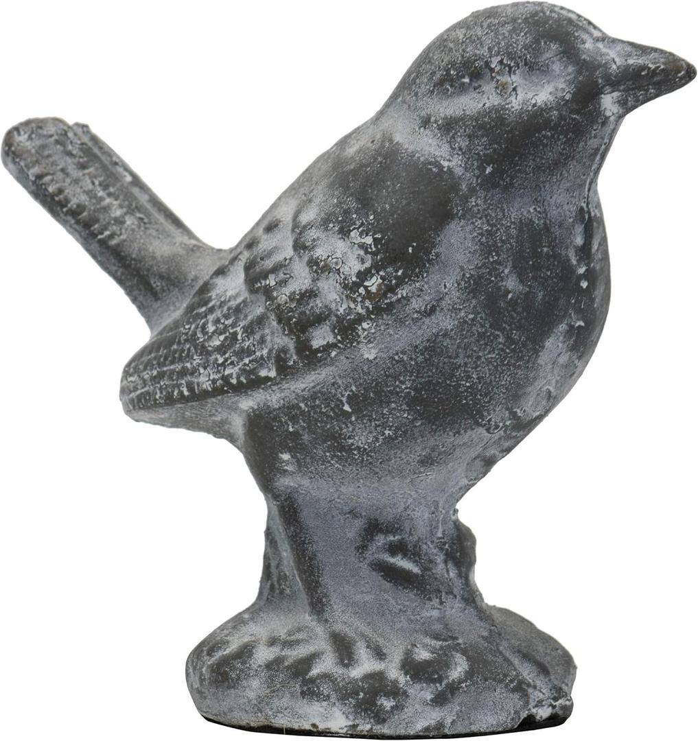 Foreside Home and Garden Gray Whitewashed Metal Bird Figurine