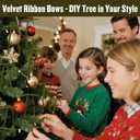 24 Pcs Avocado Green Velvet Bows for Christmas Tree Decor, Elegant Velvet Pre-Tied Ribbon Bows Door Garland Vintage Ornaments for Christmas, Wreaths, Gifts and Home Decoration (5x7 Inch, 3/8'' Wide)