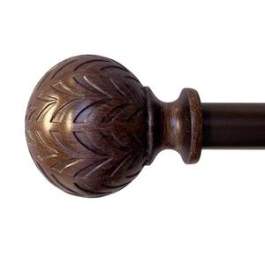 Hermosa 26 in. to 48 in. Adjustable 5/8 in. Single Curtain Rod in Walnut with Finials