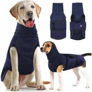 IDOMIK Dog Anxiety Calming Hoodie, Breathable Dog Jacket Vest for Thunderstorms, Fireworks, Vet Visits, Separation, Noise Block & Ear Protection Recovery, Blue, S (S(Chest Girth:15.7"-18.9"))