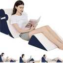 4PCS Orthopedic Bed Wedge Pillow Set for Post Surgery & Pain Relief, Adjustable Wedge Pillow for Back, Acid Reflux,Sitting up in Bed,Recovery, Snoring, Body Pillow for Sleeping (White/Navy)